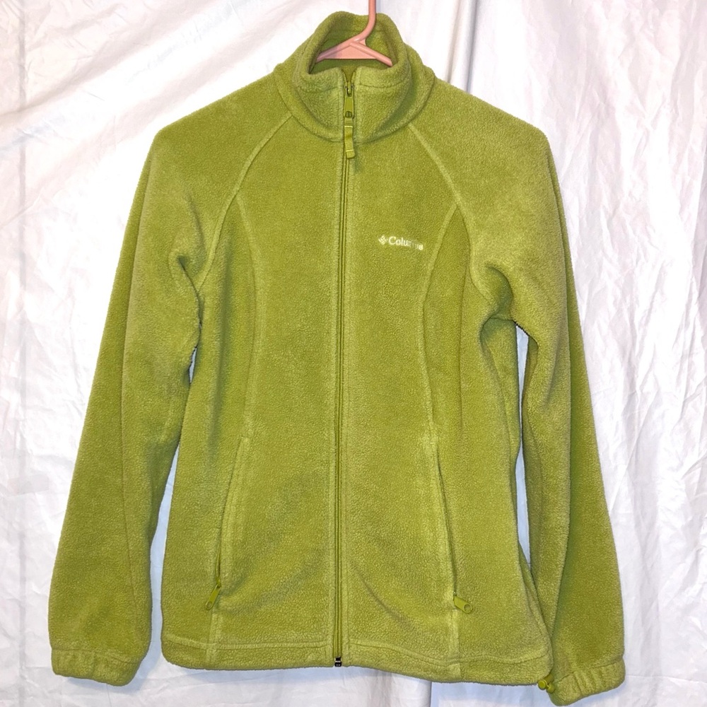 Columbia Fleece Lime Green Full Zip Jacket Women’s Size XS